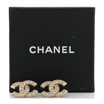 Chanel Crystal Timeless CC Earrings Gold 8 of 8