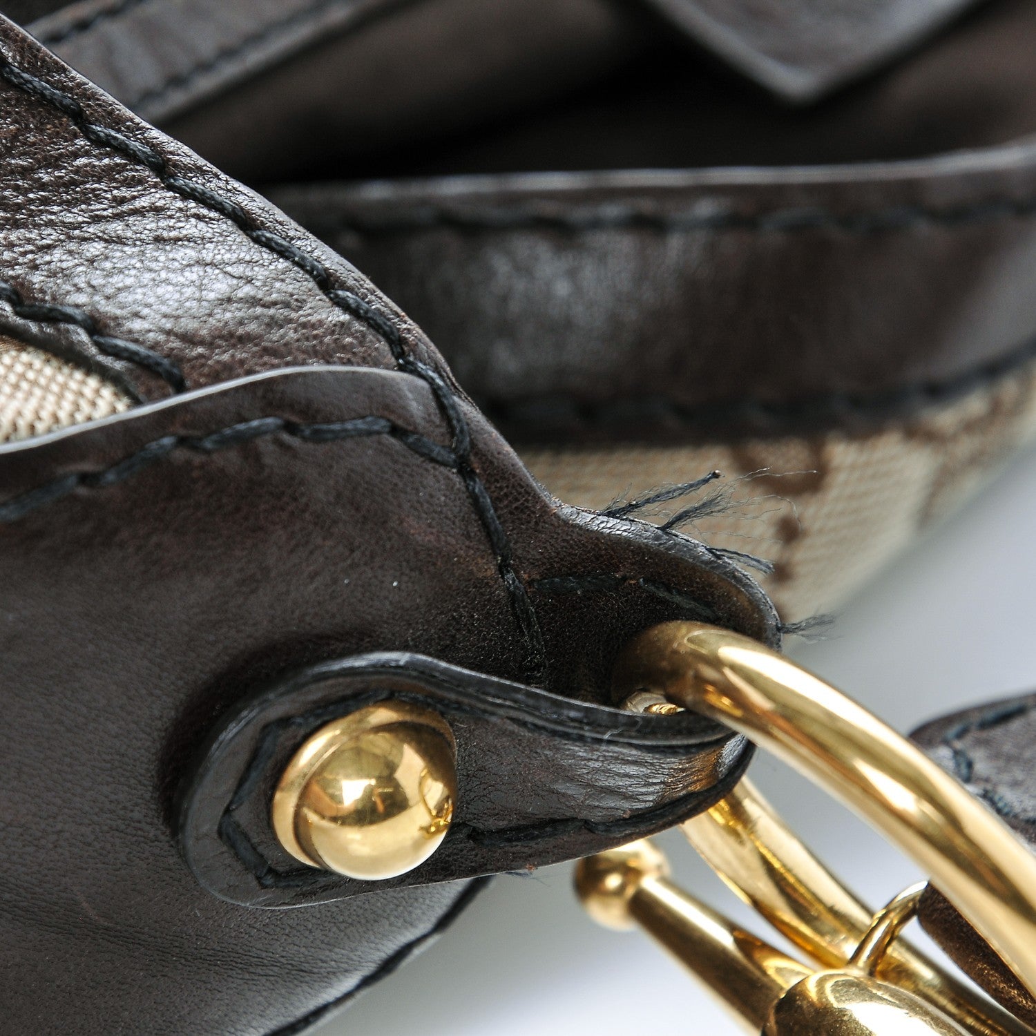 Gucci Monogram Large Jockey Hobo Dark Brown 7 of 13