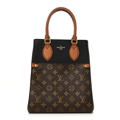 Louis Vuitton Calfskin Monogram Fold Tote MM Black Wine Cream 1 of 9