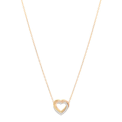 Cartier 18K Pink Yellow White Gold Diamond Trinity Heart Paved Pendant Necklace 1 of 4