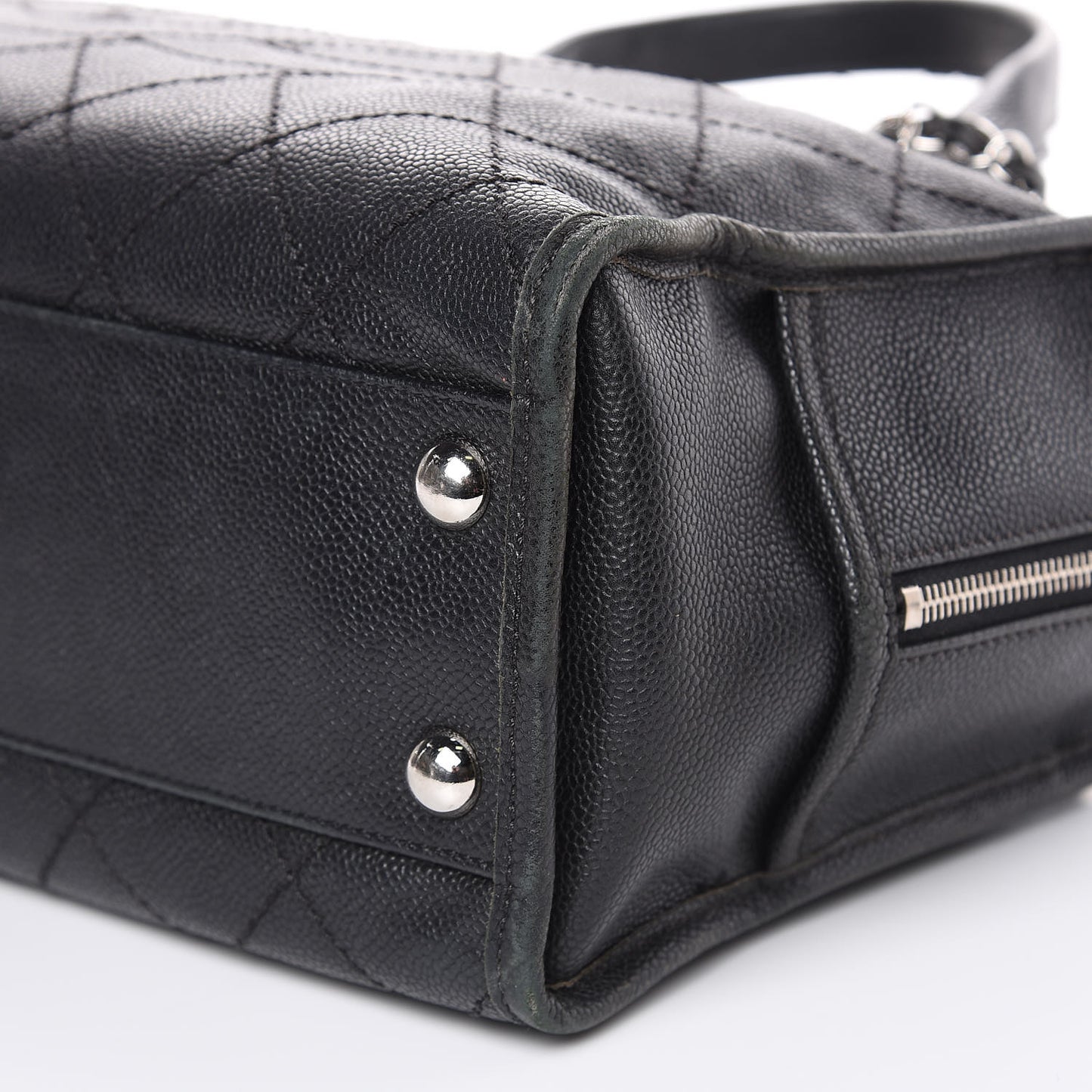 Caviar Quilted Deauville Bowling Bag Black