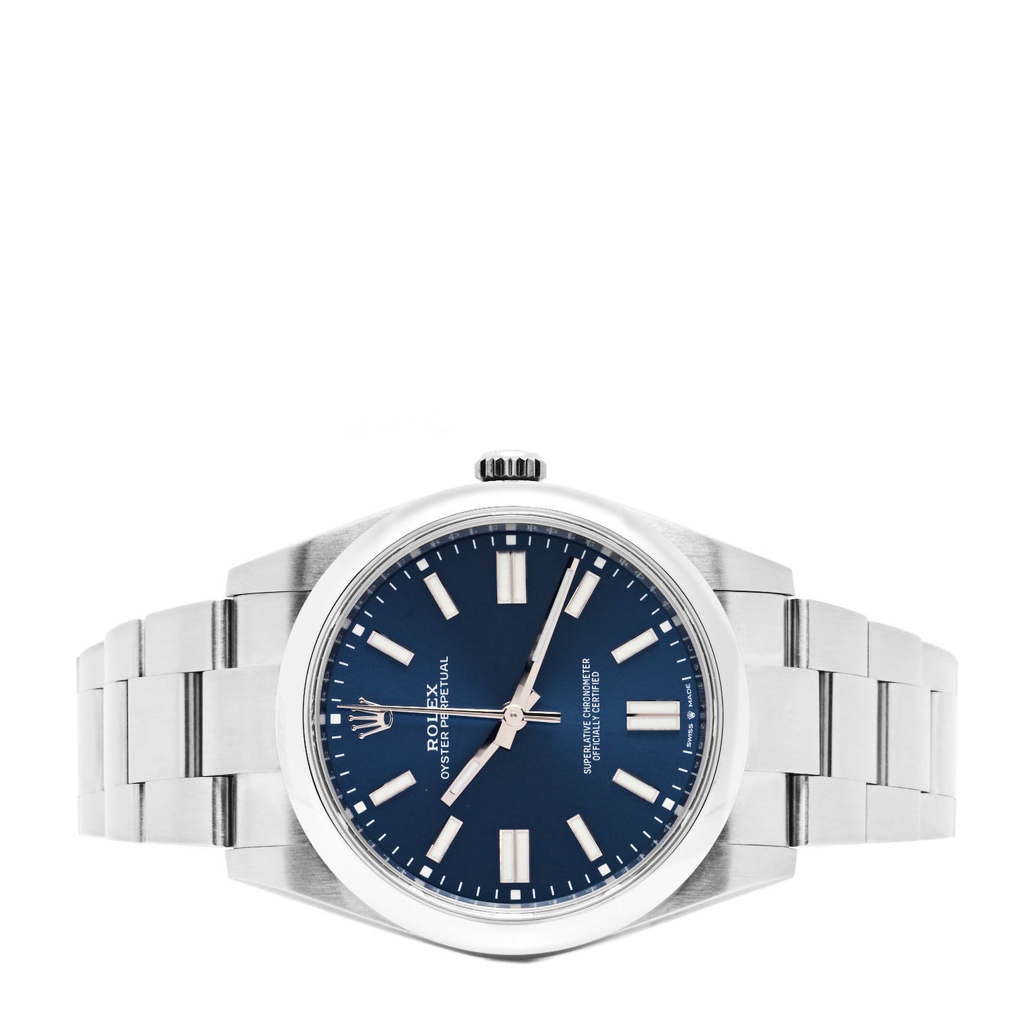 Stainless Steel 41mm Oyster Perpetual Watch Bright Blue 124300