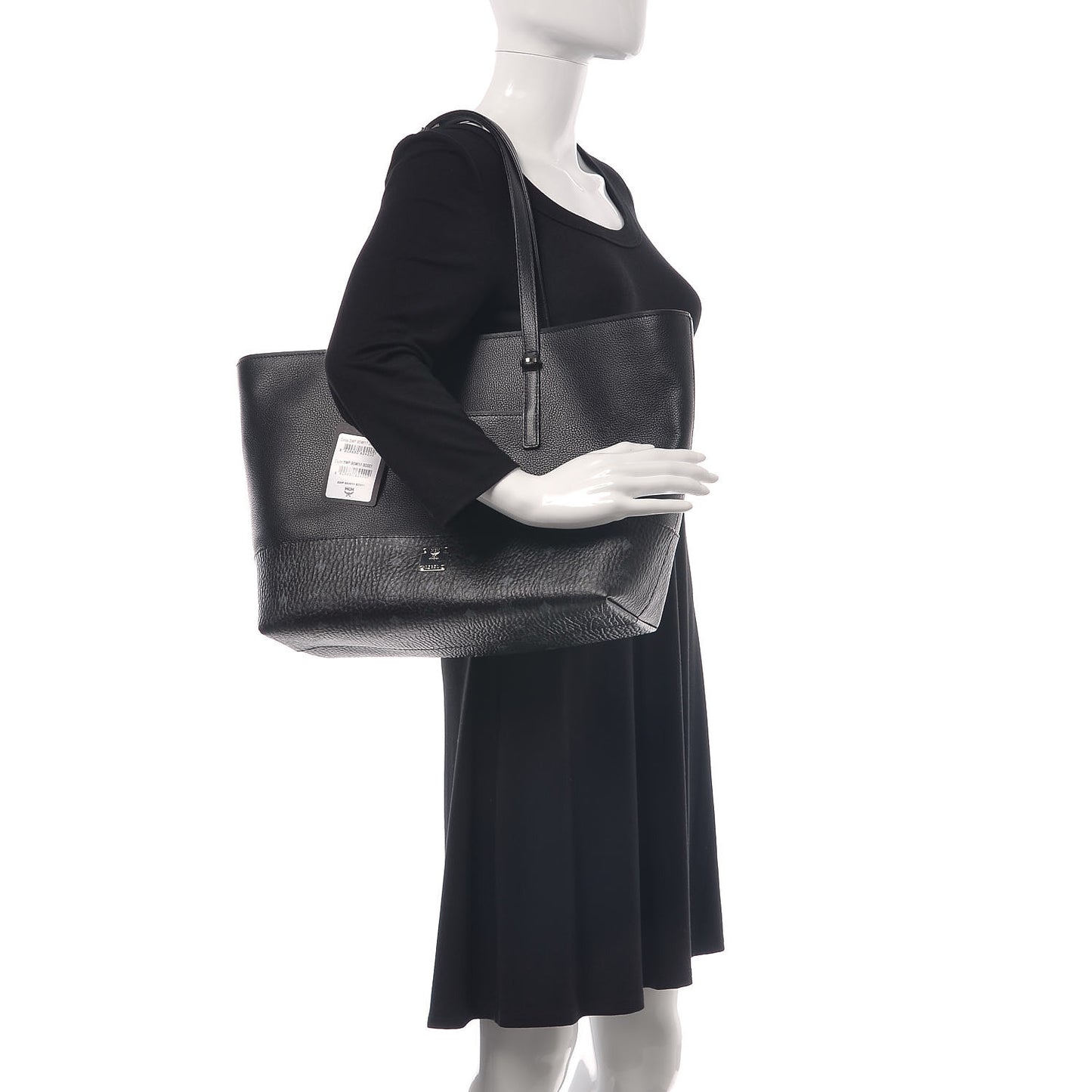 Calfskin Visetos Anya Shopper Tote Black