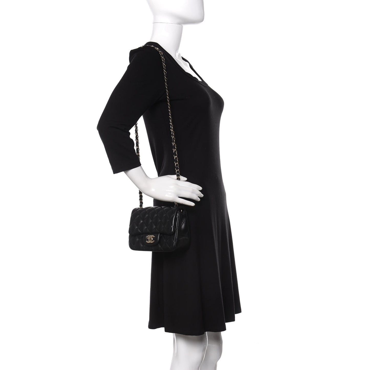 Lambskin Quilted Mini Square Flap Black