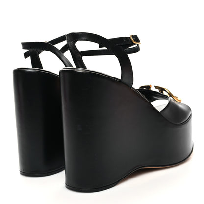 Valentino Garavani Calfskin VLogo 44/127mm Wedge Sandals 40 Black 4 of 8