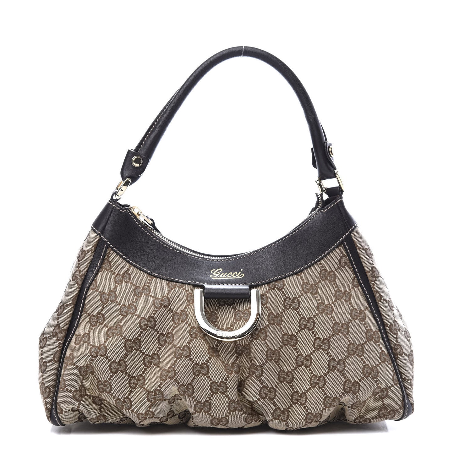 Monogram Medium D Gold Ring Hobo Dark Brown