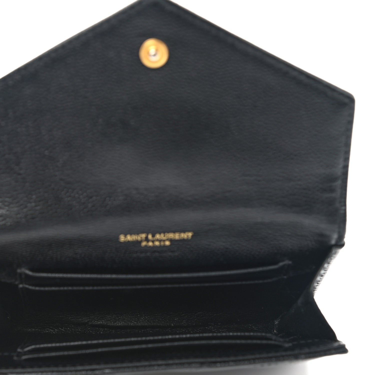 Saint Laurent Grain De Poudre Matelasse Chevron Small Monogram Envelope Wallet Black 5 of 7
