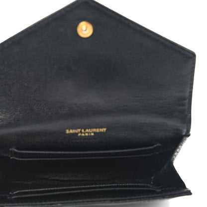 Saint Laurent Grain De Poudre Matelasse Chevron Small Monogram Envelope Wallet Black 5 of 7