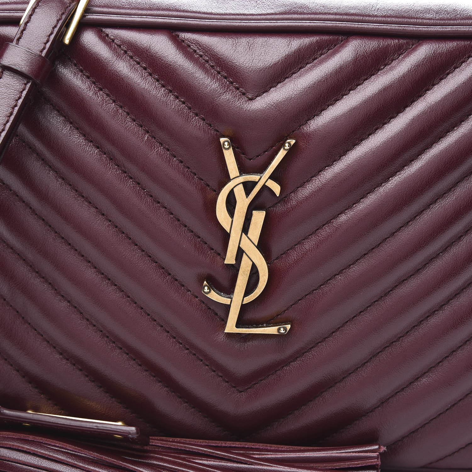 Saint Laurent Calfskin Matelasse Monogram Lou Camera Bag Dark Legion Red 9 of 9