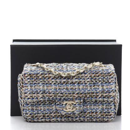 Chanel Tweed Quilted Mini Rectangular Flap Blue Multicolor 10 of 10