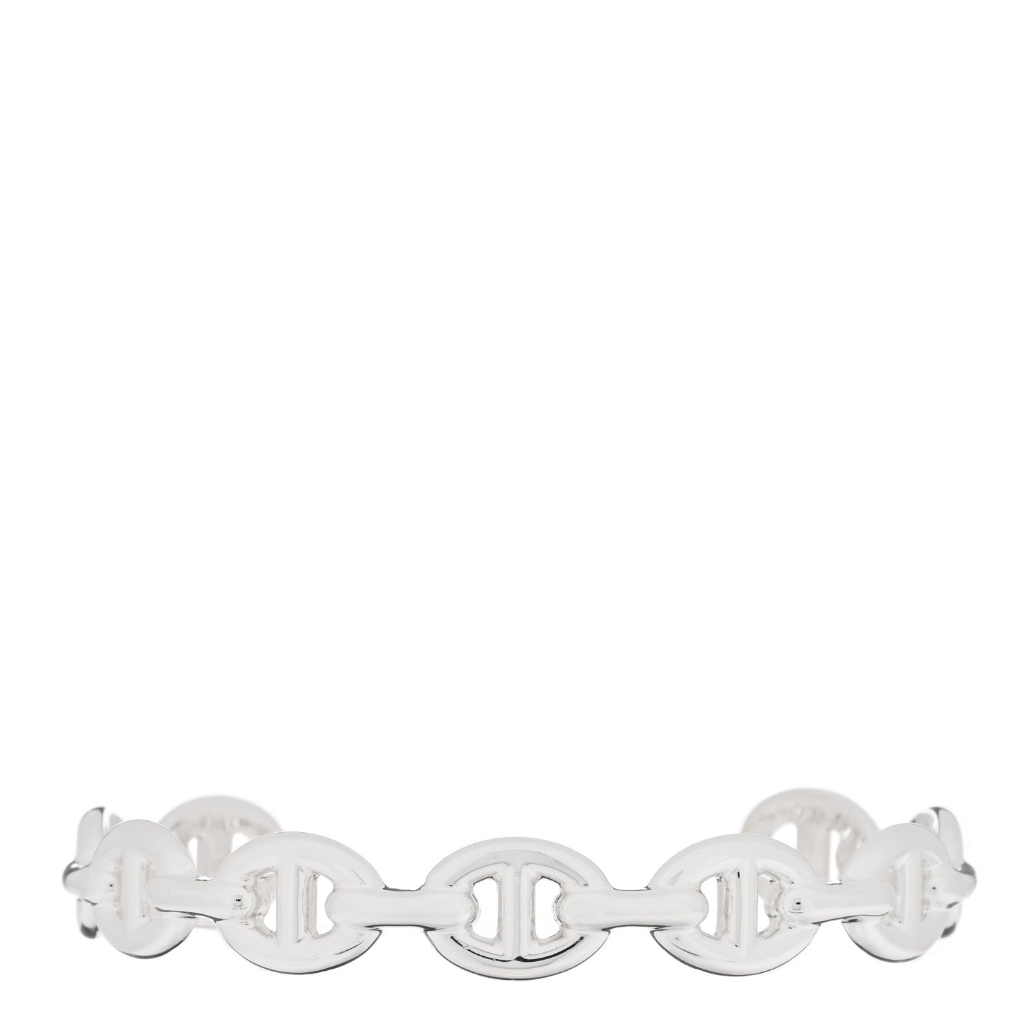 Hermes Sterling Silver MM Chaine d'Ancre Enchainee Cuff Bracelet SH 1 of 4