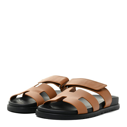 Hermes Calfskin Womens Chypre Sandals 39 Gold 3 of 16