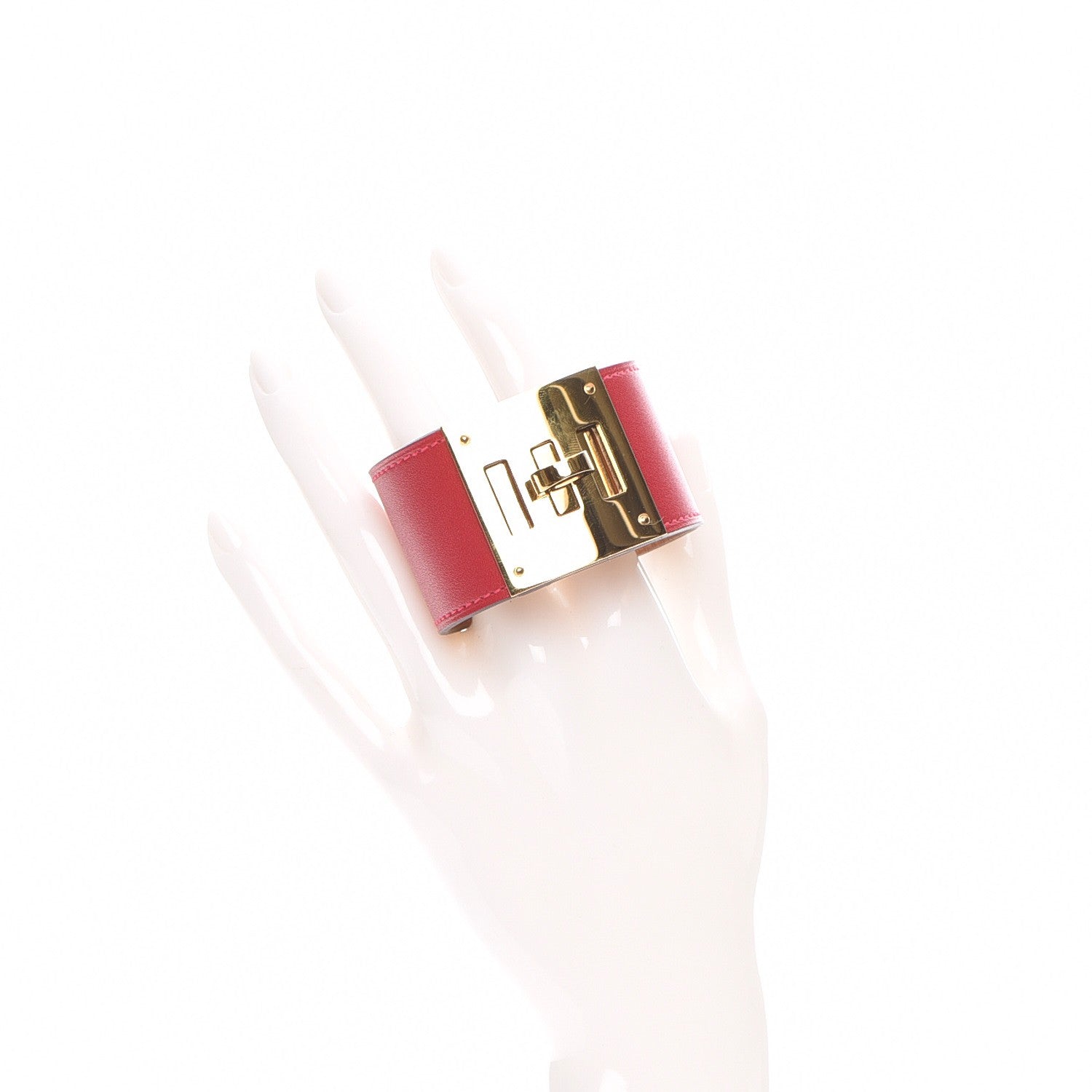 Hermes Tadelakt Kelly Dog Bracelet T2 Rouge Vif 2 of 8