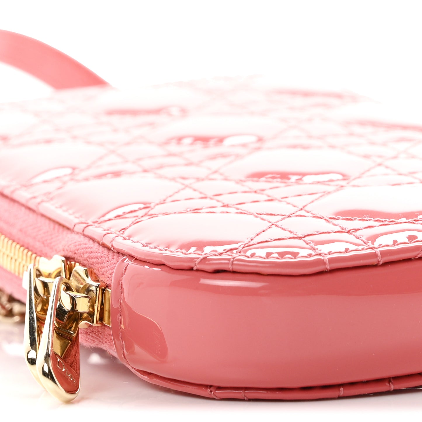 Patent Cannage Lady Dior Phone Holder Pink