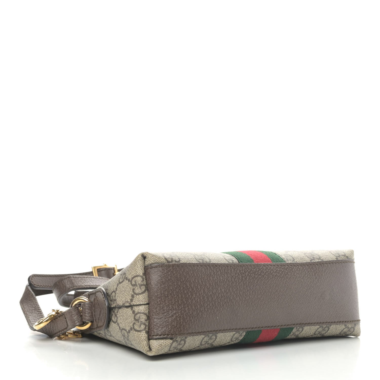 Gucci GG Supreme Monogram Textured Dollar Calfskin Web Small Ophidia Dome Shoulder Bag Beige Ebony New Acero 6 of 9