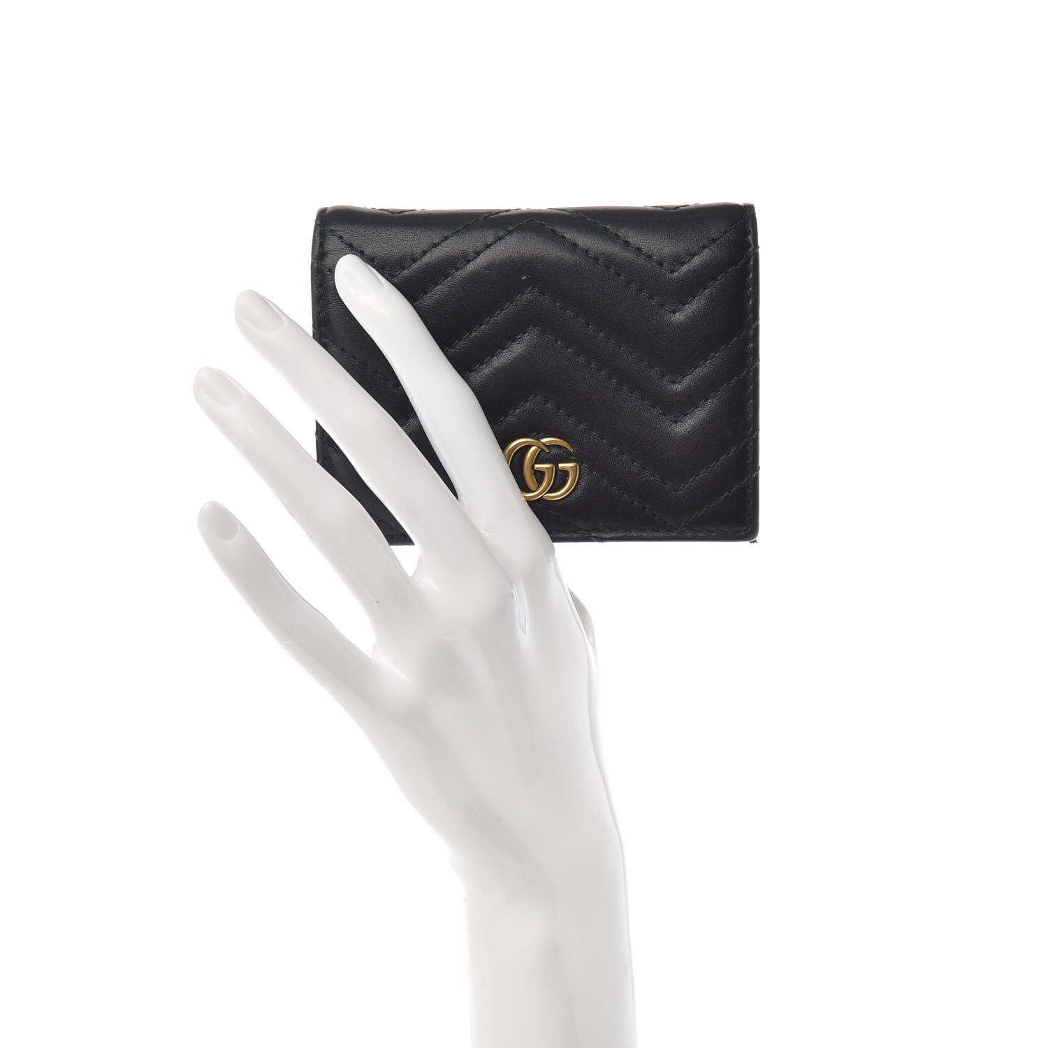 Gucci Calfskin Matelasse GG Marmont Card Case Wallet Black 2 of 6