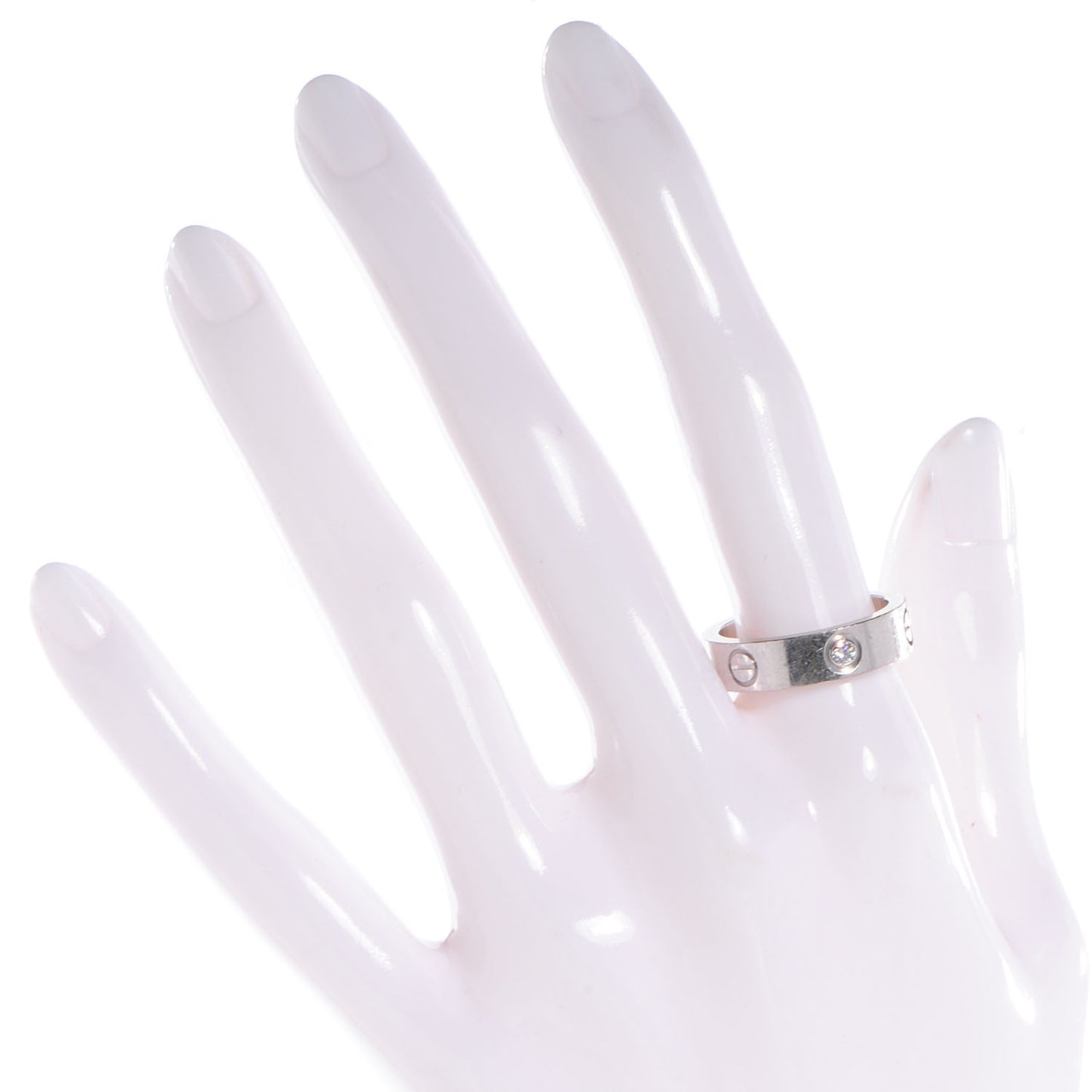 18K White Gold 3 Diamond 5.5mm LOVE Ring 58 8.25