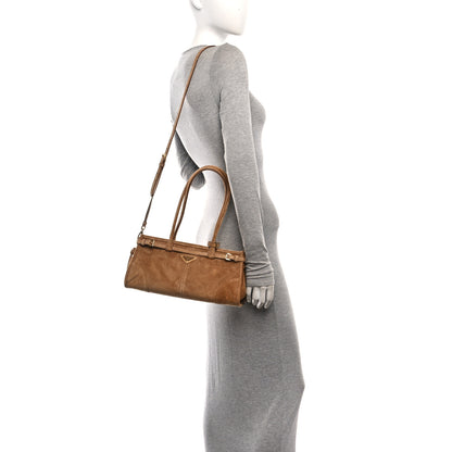Prada Suede Triangle Medium Bonnie Shoulder Bag Cinnamon 2 of 9