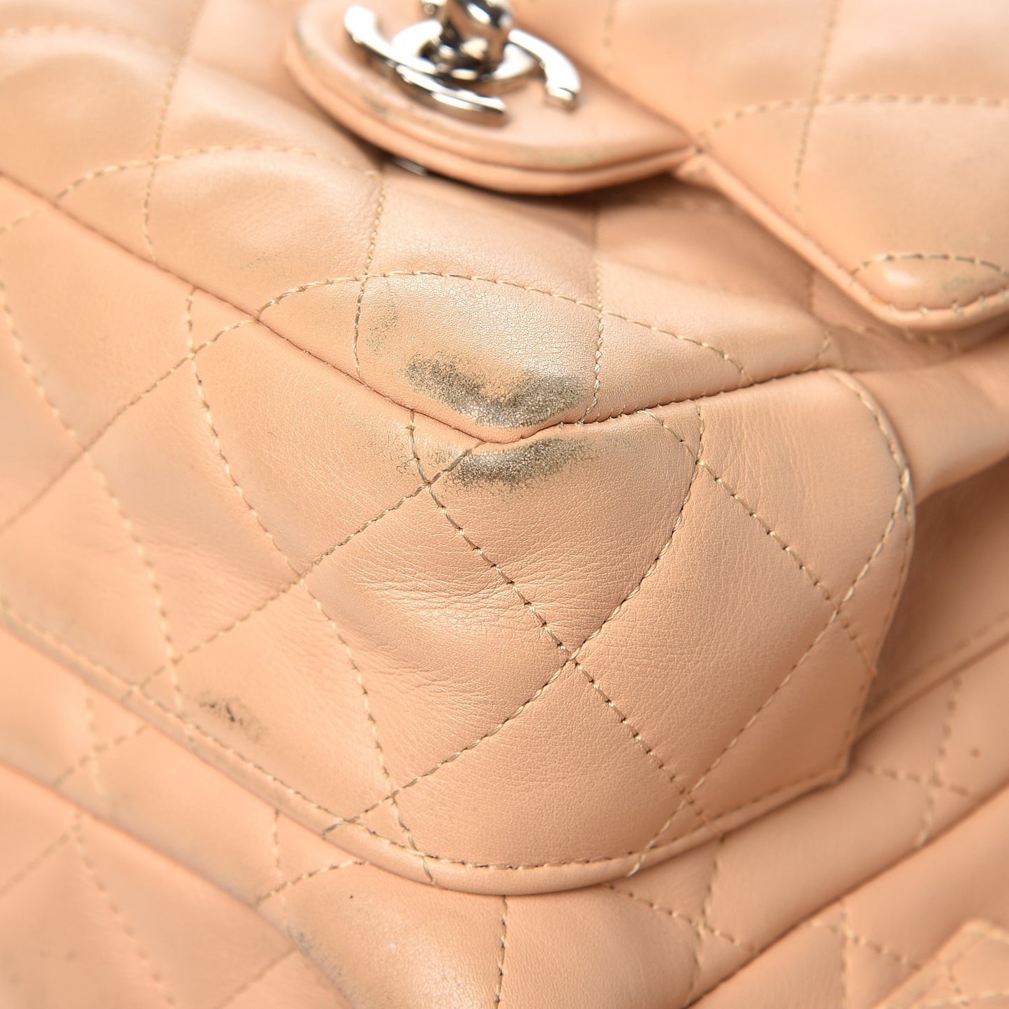Calfskin Quilted Large Cambon Multipocket Reporter Beige Black