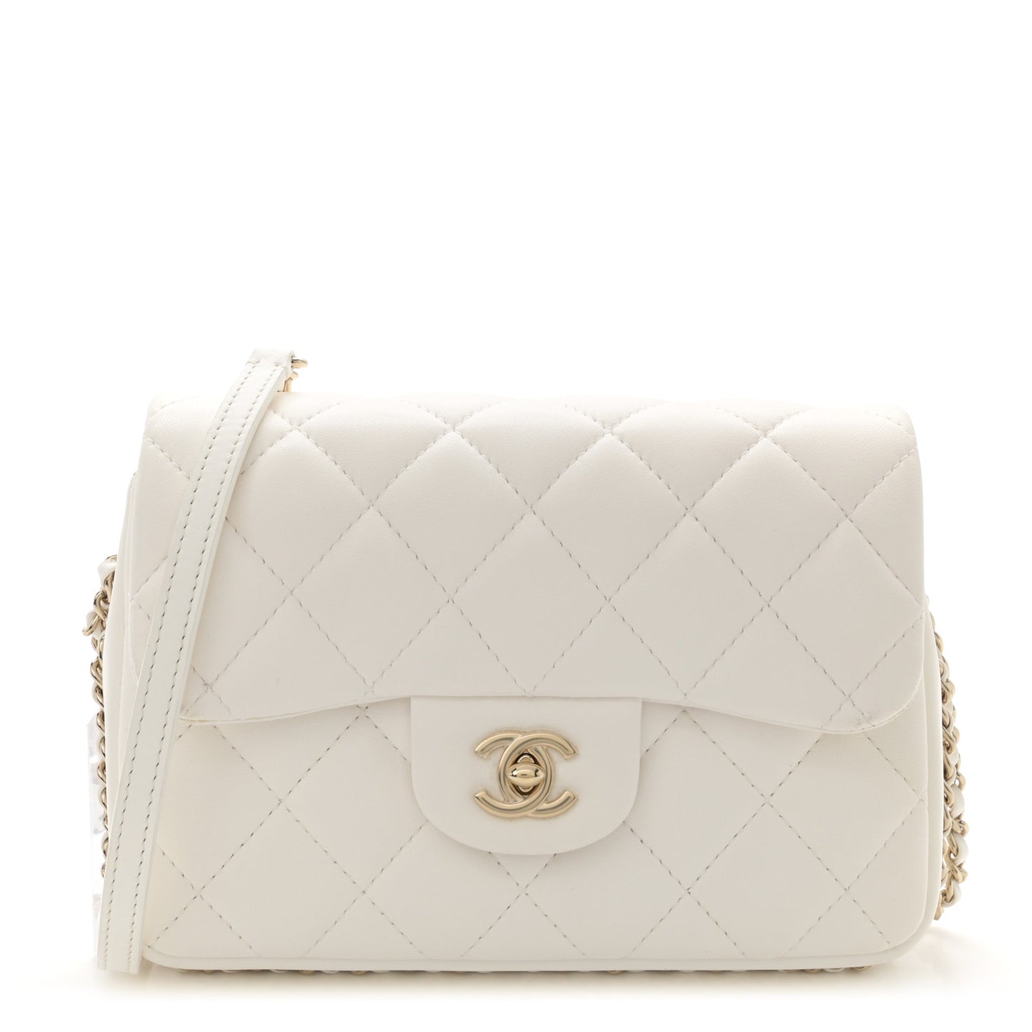 Lambskin Quilted Small My Precious Flap White