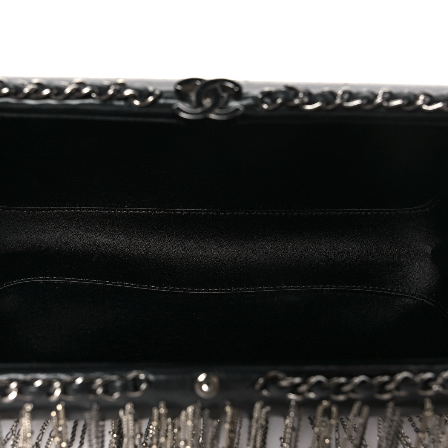 Chanel Lambskin Chain Fringe Clutch With Chain  Black 5 of 11