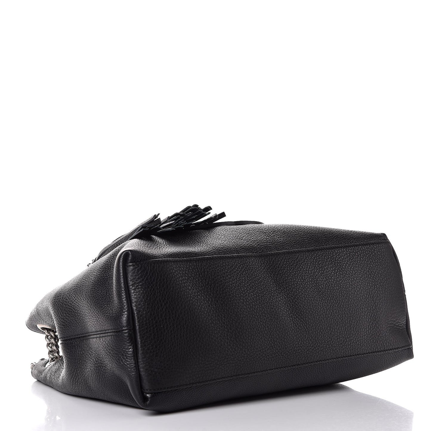 Pebbled Calfskin Studded Medium Soho Chain Shoulder Bag Black