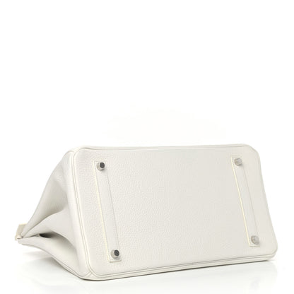 Hermes Taurillon Clemence Birkin 35 White 3 of 10