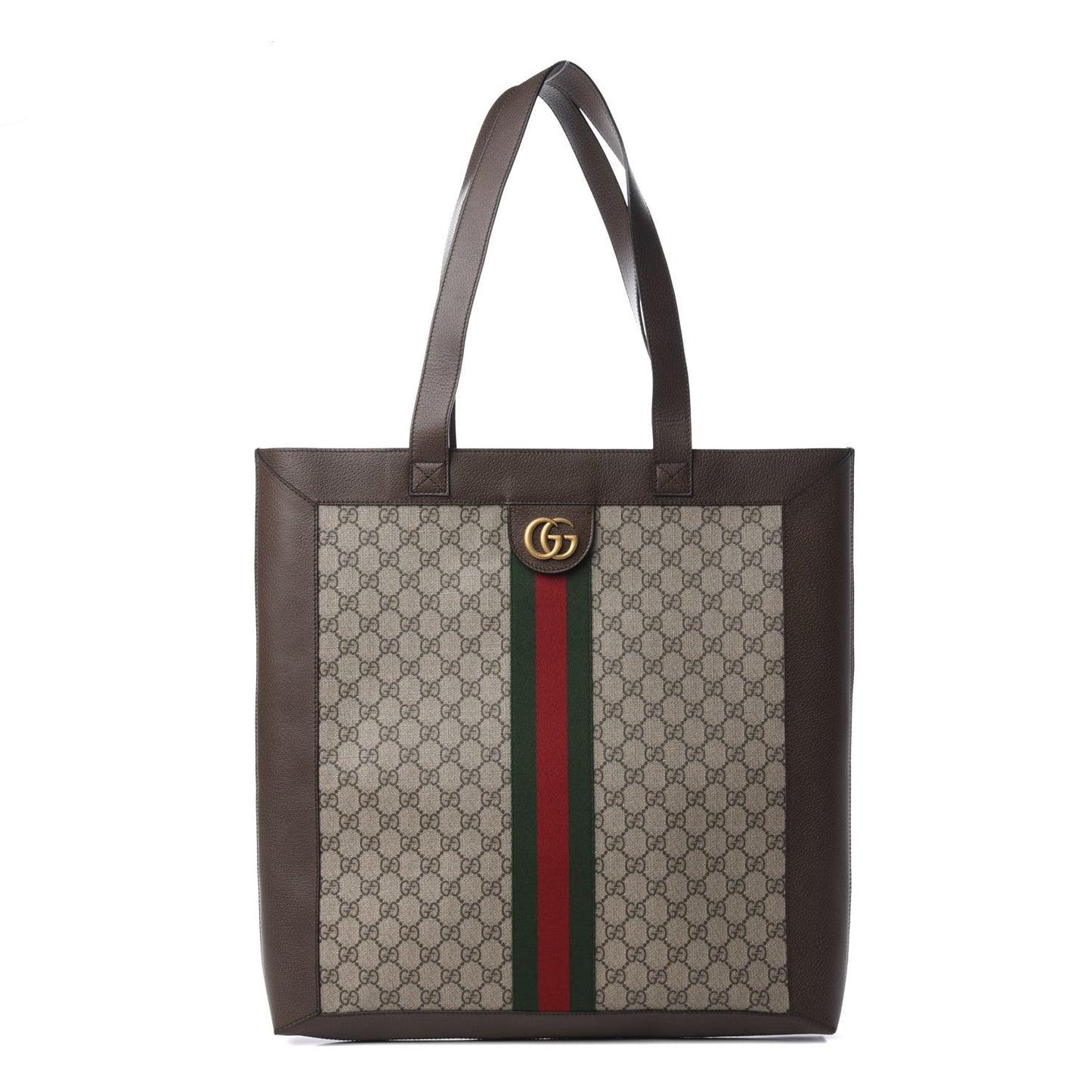 GG Supreme Monogram Web Large Ophidia Vertical Shopping Tote Brown