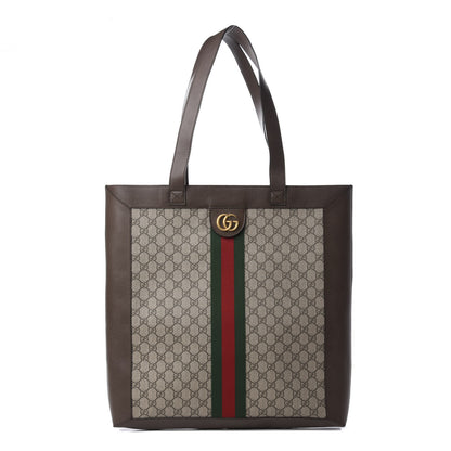 Gucci GG Supreme Monogram Web Large Ophidia Vertical Shopping Tote Brown 3 of 10