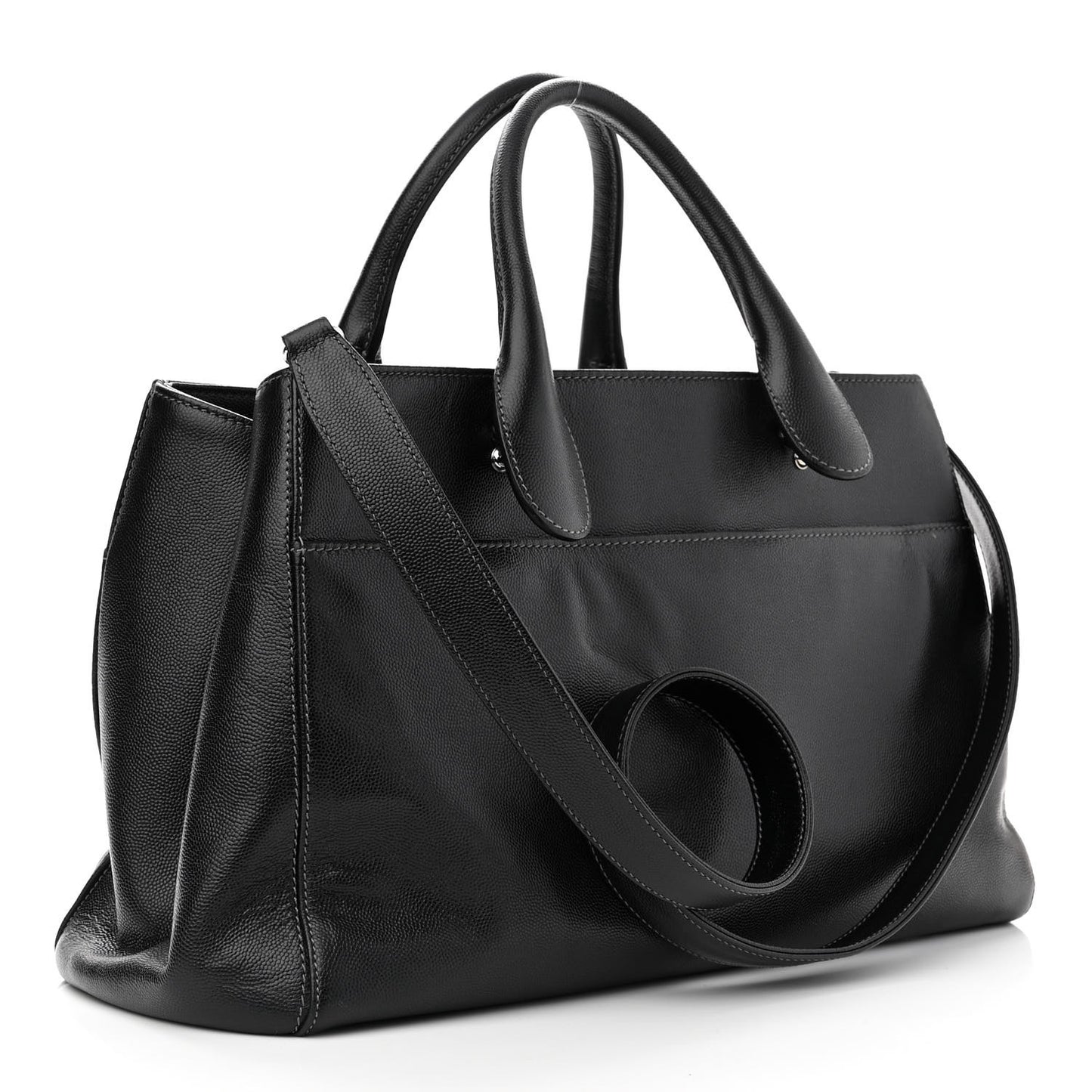 Caviar Medium Cerf Executive Shopper Tote Black