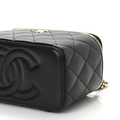 Chanel Lambskin Quilted Small Top Handle Vanity Case With Chain Black 6 of 13