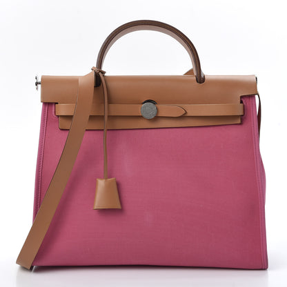 Hermes Vache Hunter Toile Herbag Zip 31 PM Rose Lipstick 2 of 11