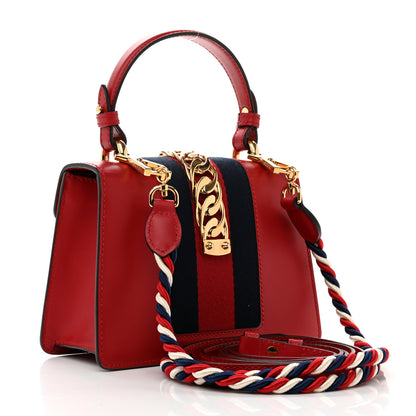 Gucci Calfskin Mini Sylvie Top Handle Bag Hibiscus Red 3 of 10