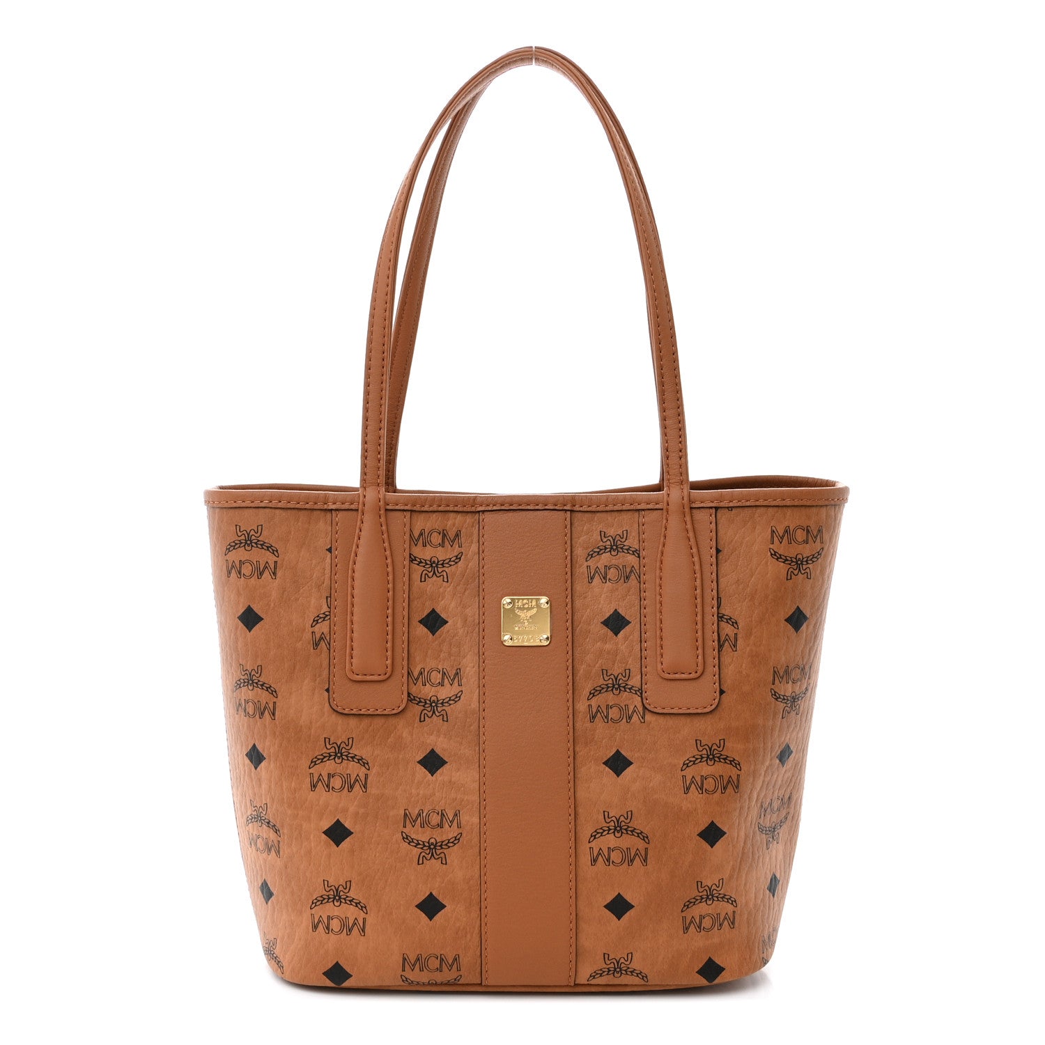 MCM Visetos Mini Liz Reversible Shopper Tote Cognac 1 of 11