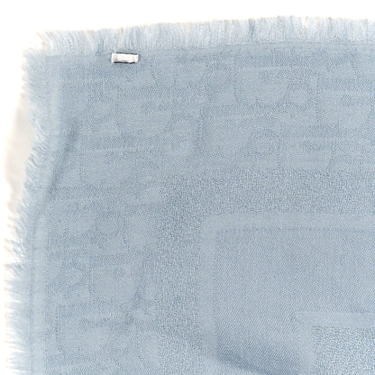 Christian Dior Wool Silk Cashmere Oblique Shawl Light Blue 3 of 3