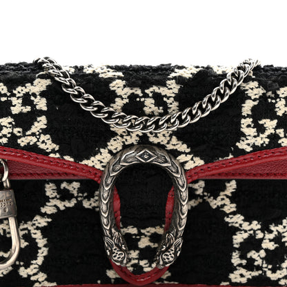 Gucci Tweed GG Monogram Super Mini Dionysus Shoulder Bag Black White Romantic Cherry 8 of 10