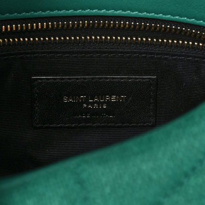 Saint Laurent Canvas Quilted Toy Loulou Puffer Monogram Chain Satchel Basil 7 of 10