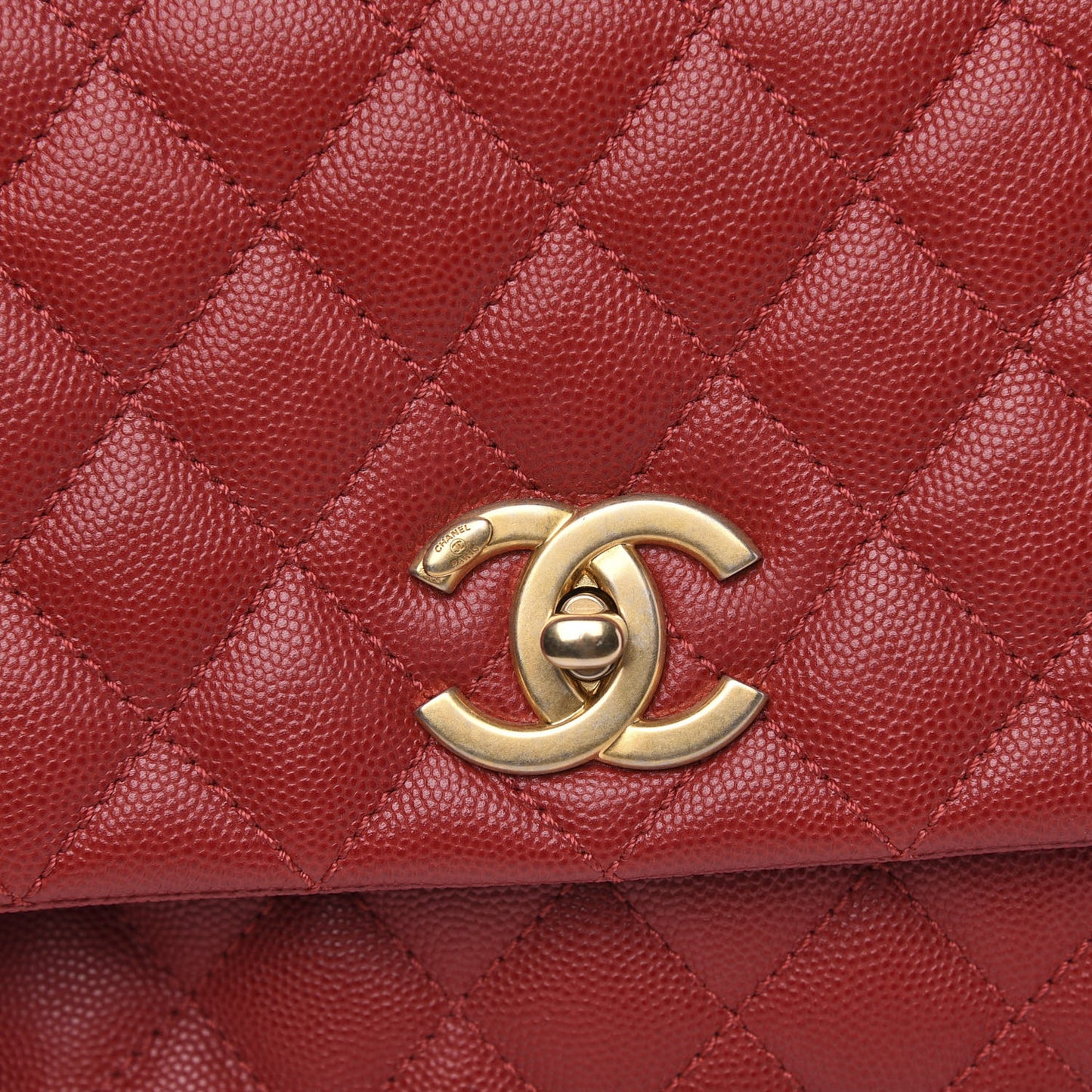 Caviar Quilted Small Coco Handle Flap Red