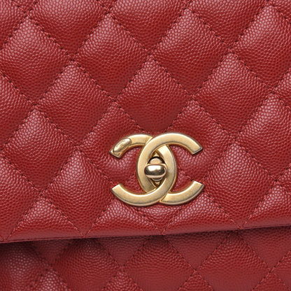 Chanel Caviar Quilted Small Coco Handle Flap Red 8 of 10