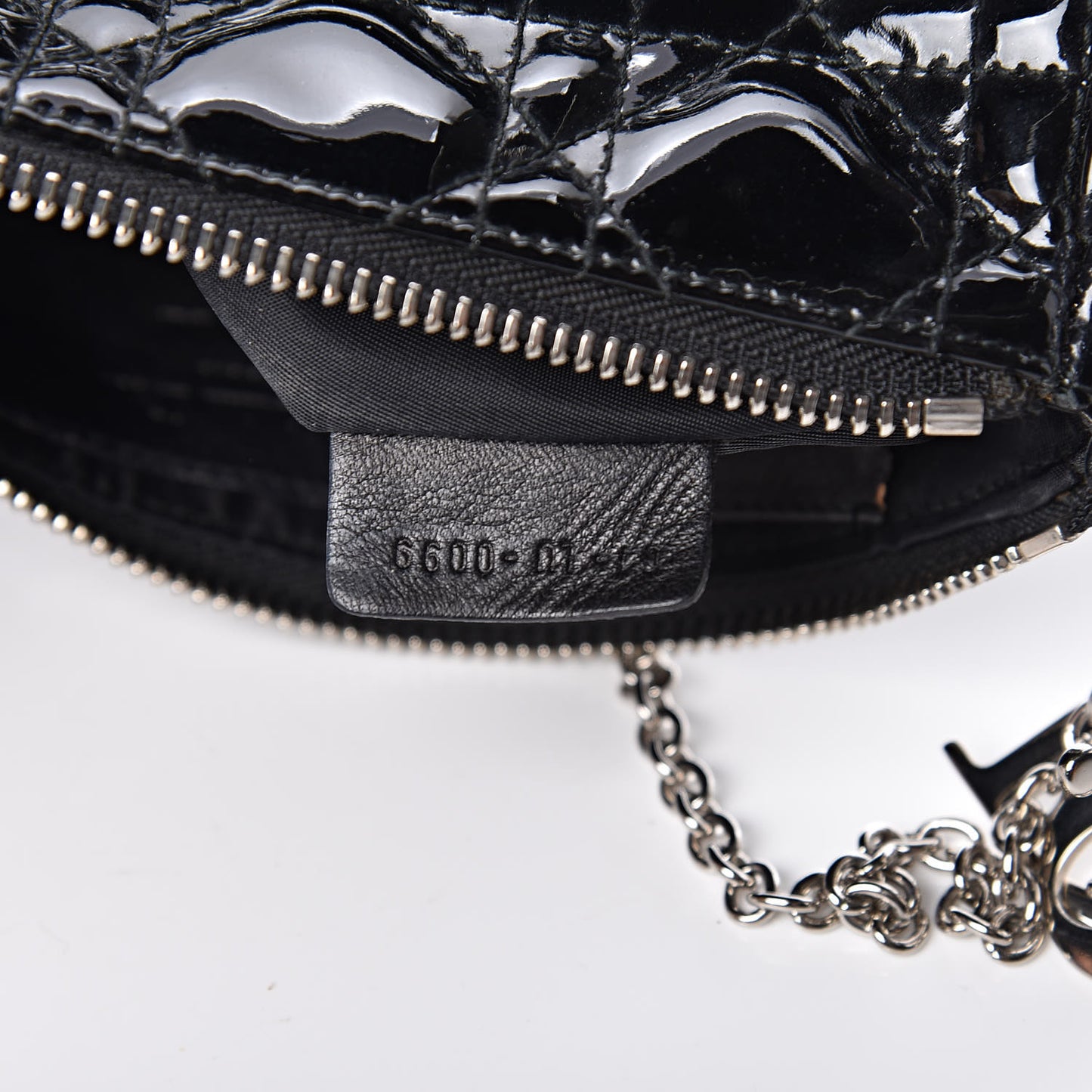 Patent Cannage Chain Pouch Black