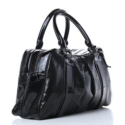 Burberry Prorsum Perforated Patent Calfskin Knight Satchel Black 3 of 15