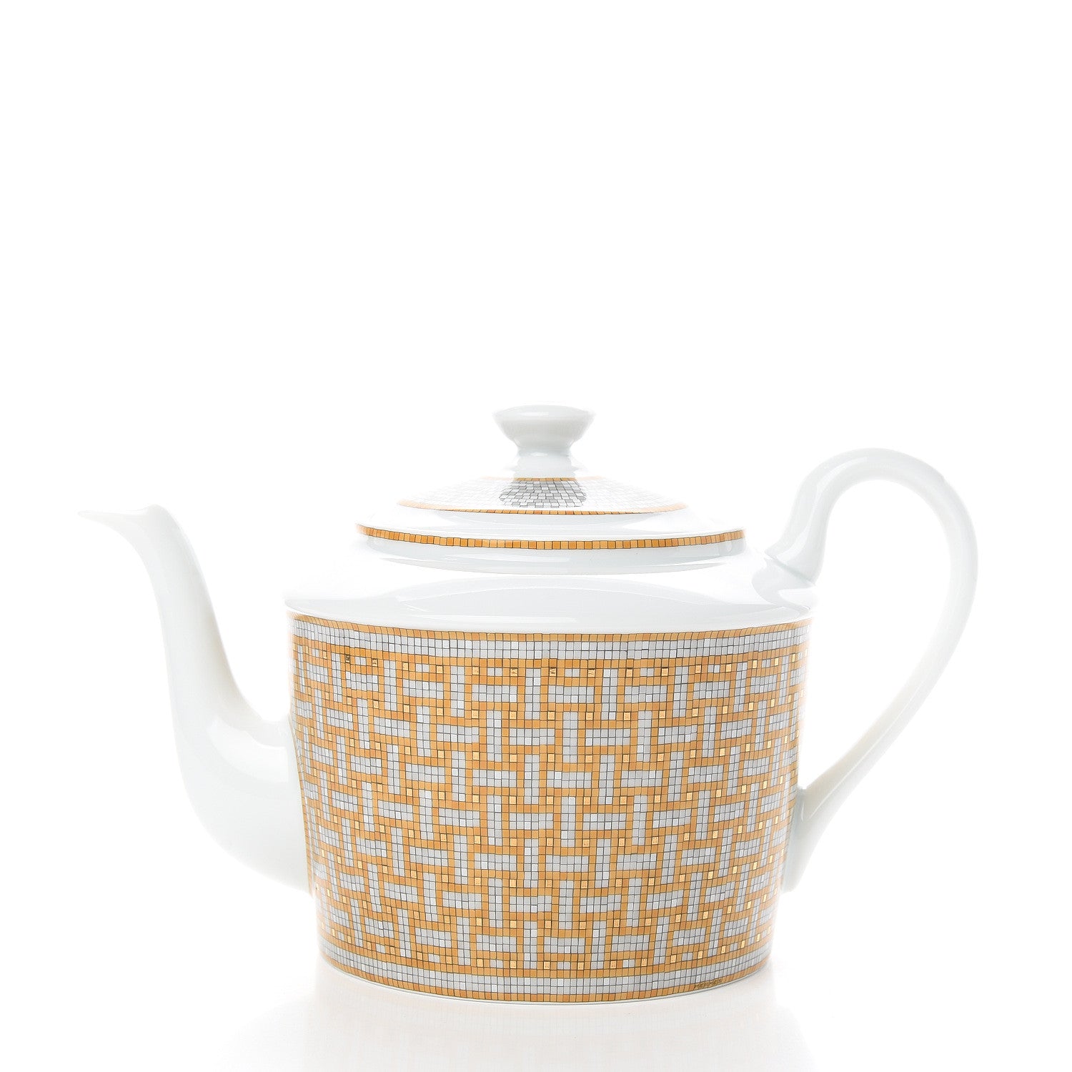 Hermes Porcelain 24 Gold Mosaique Teapot Cup Set Gold 2 of 12