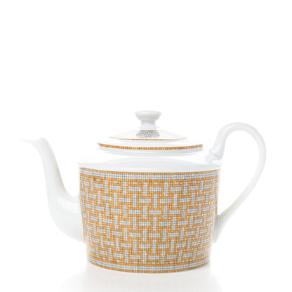 Hermes Porcelain 24 Gold Mosaique Teapot Cup Set Gold 2 of 12