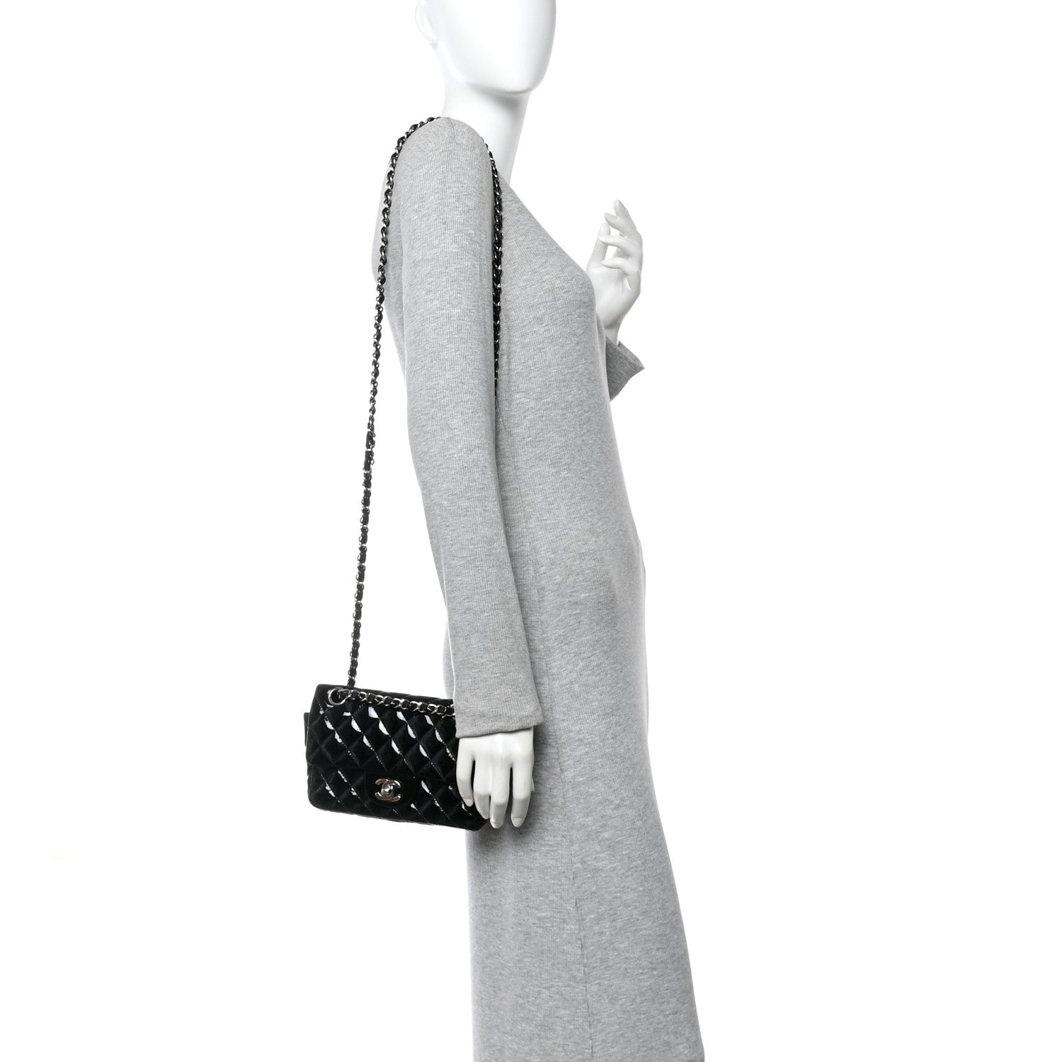 Chanel Patent Calfskin Quilted Mini Rectangular Flap Black 2 of 10