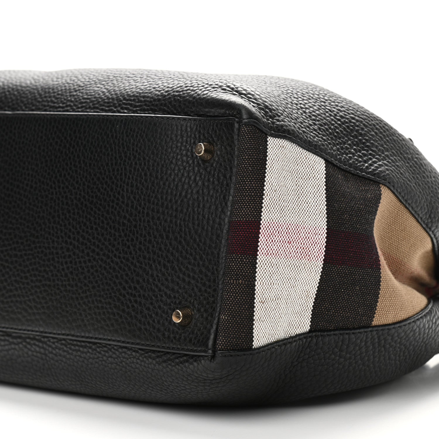 Burberry Grainy Calfskin House Check Medium Maidstone Black 6 of 10