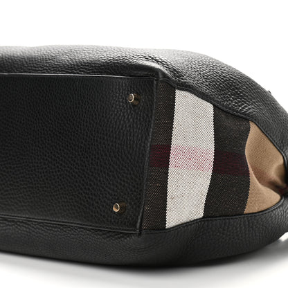 Burberry Grainy Calfskin House Check Medium Maidstone Black 6 of 10