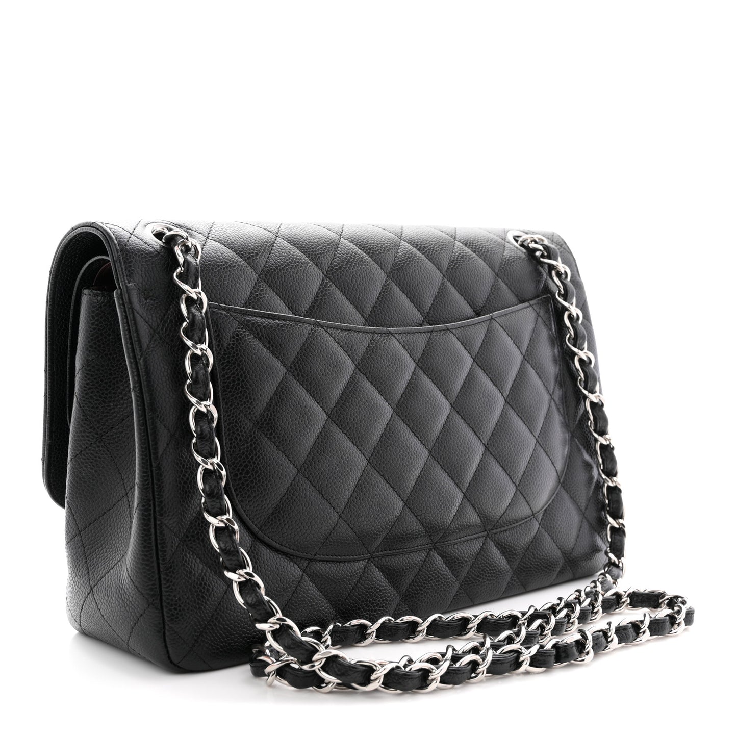 Caviar Quilted Jumbo Double Flap Black