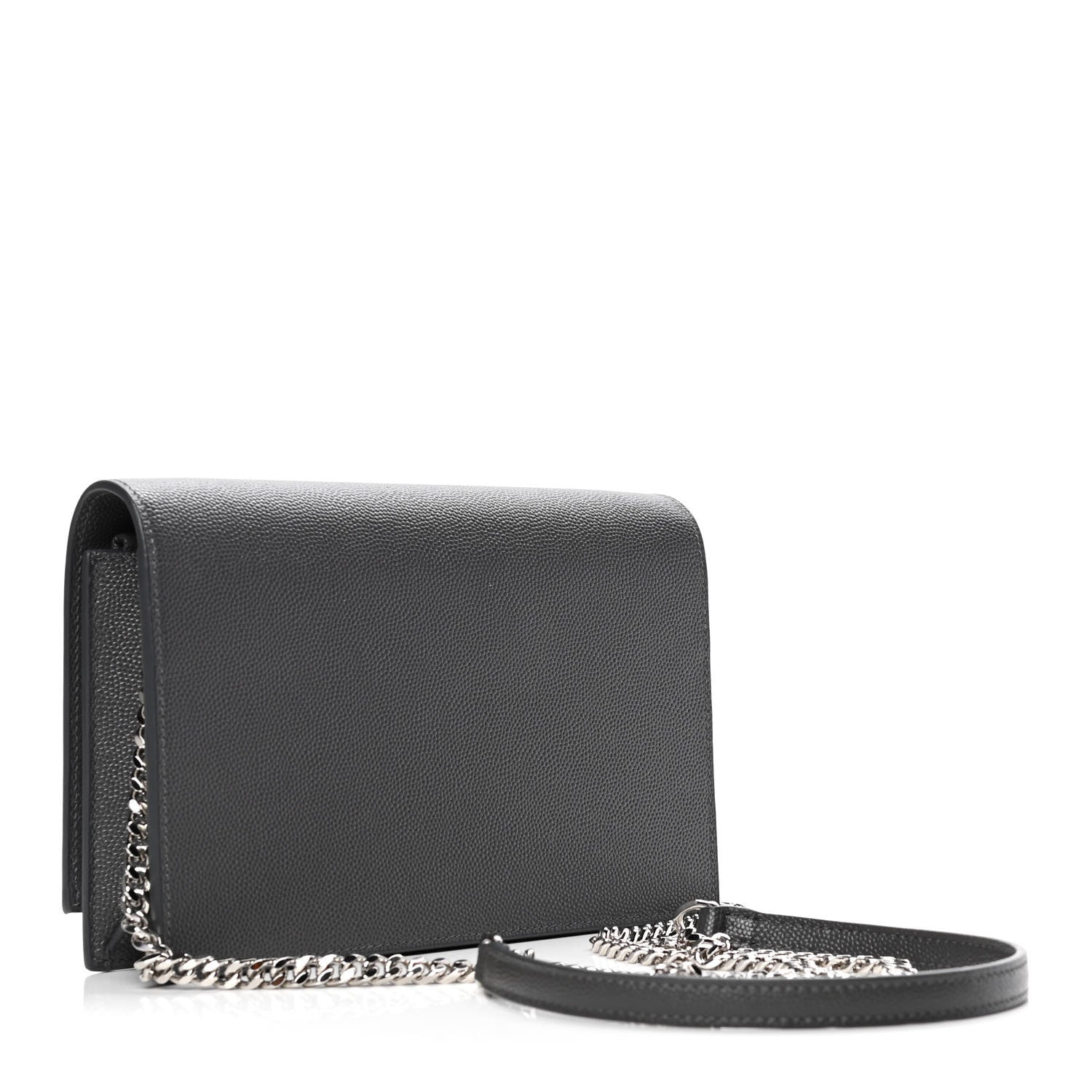 Saint Laurent Grain De Poudre Classic Monogram Kate Tassel Chain Wallet Grey 2 of 4