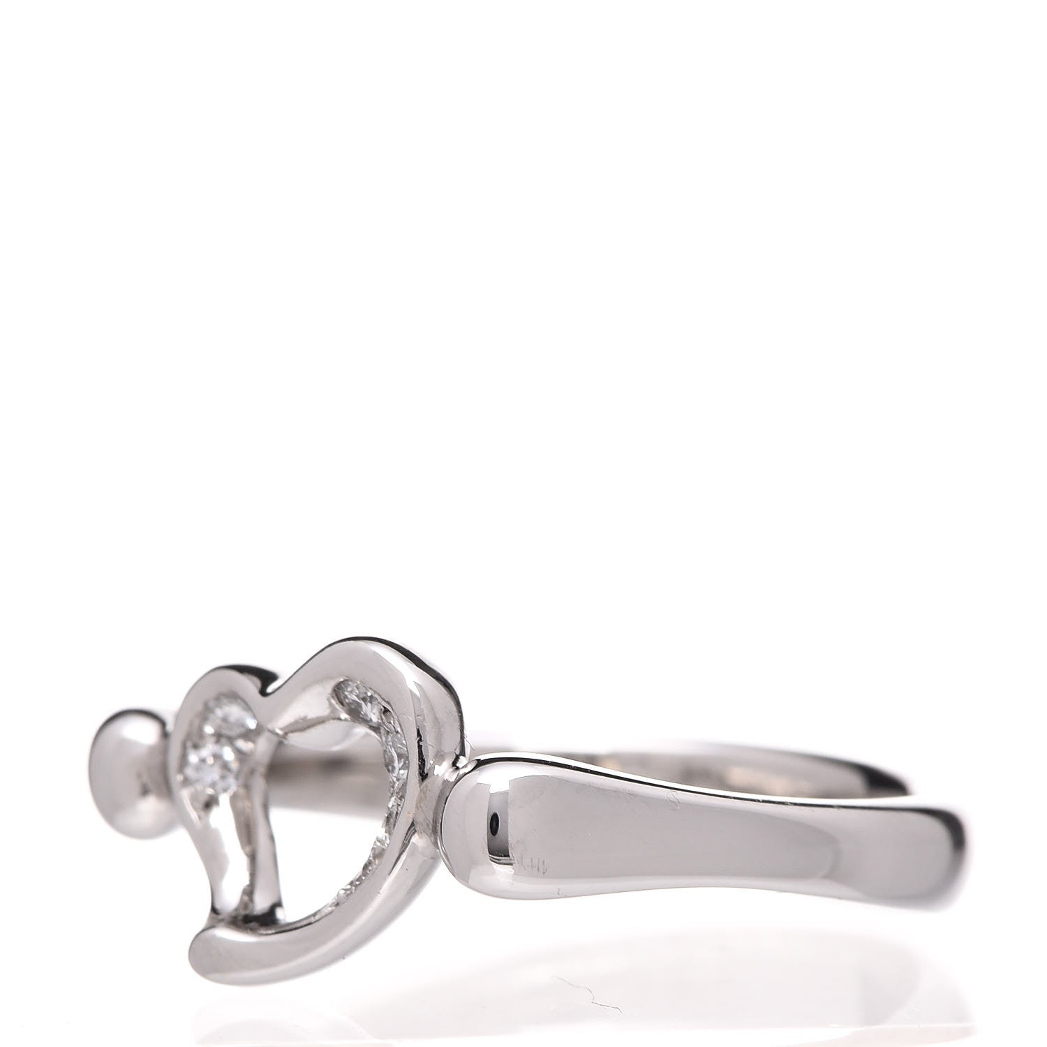 Tiffany Platinum Diamond Elsa Peretti Open Heart Ring 49 4.75 3 of 6