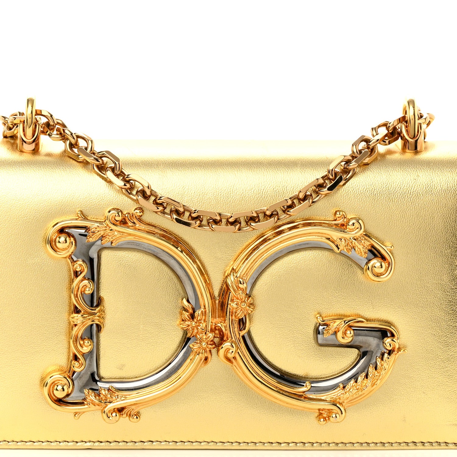 Dolce & Gabbana Metallic Calfskin DG Girls Shoulder Bag Gold 6 of 9